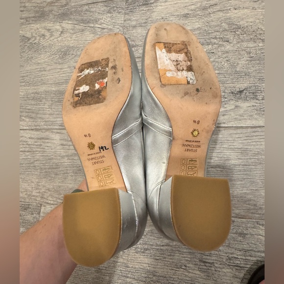 Stuart Weitzman silver crystal buckle heels - Picture 6 of 8